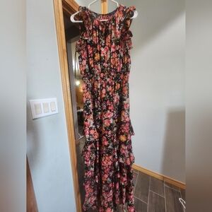 RACHEL Rachel Roy Floral Maxi Dress - Black and Pink